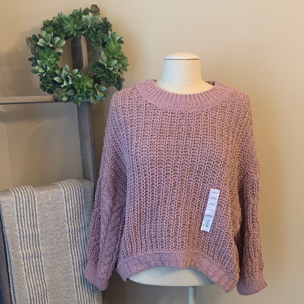 SO oversized chenille cable sweater